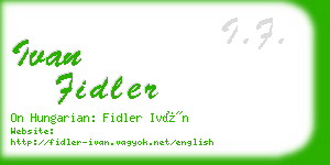 ivan fidler business card